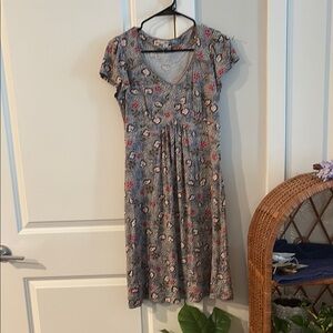 Boden Gray Floral Asymmetrical Dress